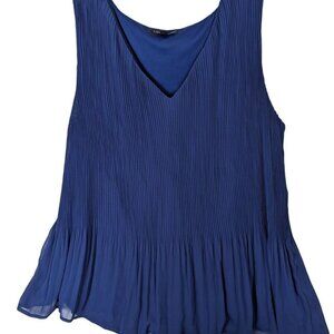 Lane Bryant Women Plus size 20 Pleated Navy Blue Sleeveless Top Flowy Office